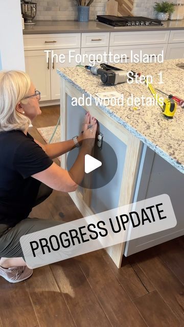 Dodie Vanhooser on Instagram: "Forgotten Island Update!! 

Remember our poor builder grade island we all agreed needed some serious love? ☀️

Well, it’s finally getting its moment! ✨ 
(Step 1)  I’m adding classic wood detailing to give it that custom, handcrafted vibe i’ve been craving. It’s amazing what a little bit of woodwork can do to elevate a space—I can already feel the warmth and character seeping into the kitchen. 🛠️✨

This is such a fun project, and I can’t wait to show you the final reveal. Stay tuned, friends! And if you’re thinking of giving your own builder-grade pieces a facelift, I highly recommend it. Let’s keep these transformations rolling! 🎉

Live Beautifully🌸Love Deeply🌸Be Grateful

Home Decor | Southern Living | Blue and White Decor | Southern Charm | Interior Des Upgrade Builder Grade Island, Builder Grade Updates, Upgrade Builder Grade, Kitchen Island Trim, Blue And White Decor, Love Well, Builder Grade, Bath Ideas, Live Beautifully