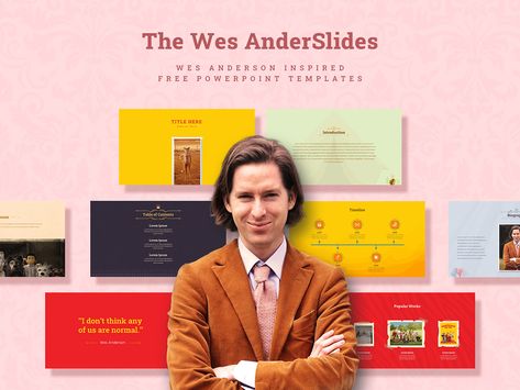 Wes Anderson Inspired PowerPoint Templates | Behance Wes Anderson Font, Wes Anderson Poster, Wes Anderson Inspired, Wes Anderson Style, Free Powerpoint Presentations, Wes Anderson Movies, Powerpoint Template Free, Wes Anderson, Presentation Template Free