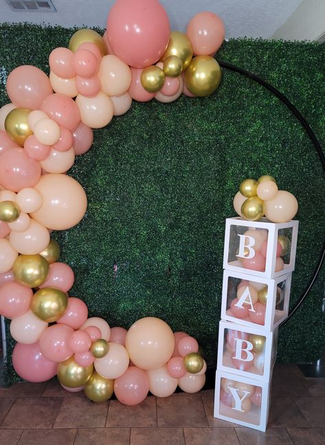 Ring Backdrop Babyshower, Circle Arch Baby Shower Backdrop, Half Circle Balloon Arch, Baby Shower Balloon Arch Pink, Balloon Ring Arch, Balloon Ring Backdrop, Ring Balloon Decoration, Half Arch Balloon, Balloon Ring Decoration