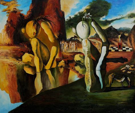 Metamorphosis Of Narcissus, Salvador Dali Paintings, Illusion Paintings, Dali Paintings, Dali Art, First Art, Hand Painted Canvas, Salvador Dali, Dali