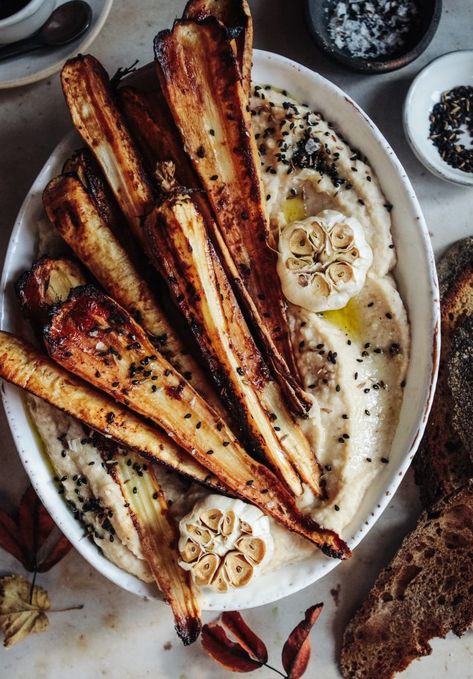 Butter Bean Mash, Roast Parsnips, Parsnip Mash, Bean Mash, Mustard Butter, Seasonal Vegan Recipes, Parsnip Recipes, Butter Beans Recipe, Roast Garlic