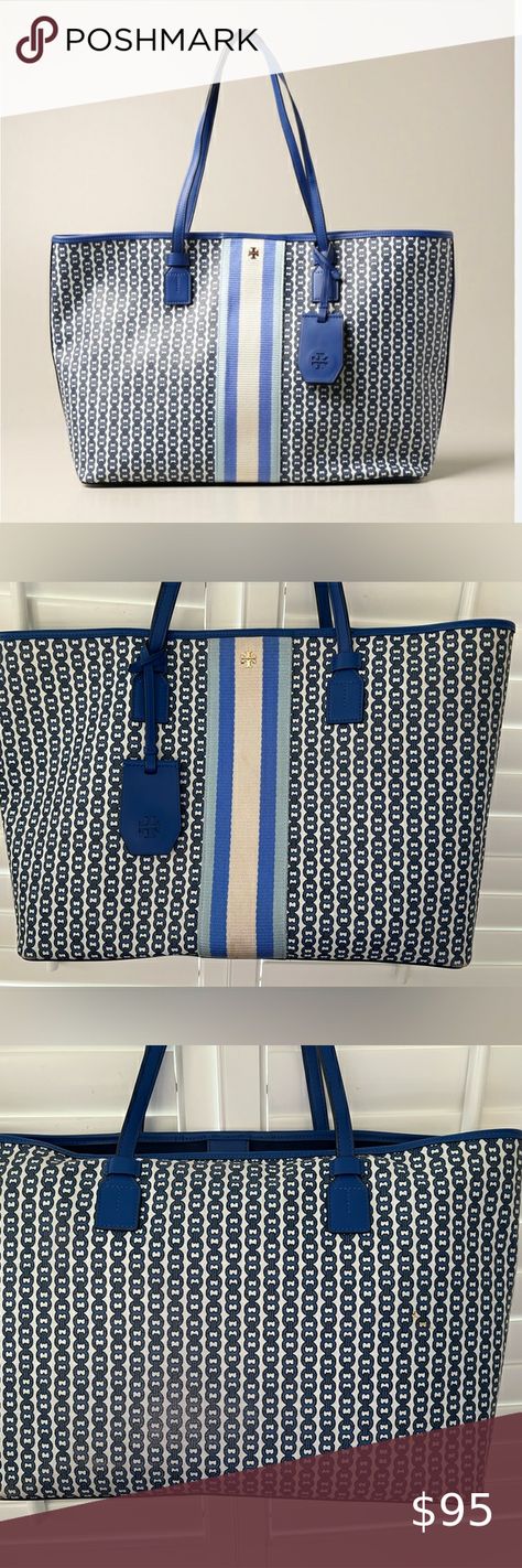 Tory Burch | Gemini Link Tote Blue Tory Burch Gemini Link Tote, Blue Notes, The Cream, Shades Of Blue, Tory Burch, Handles, Ribbon, Shades, Tote Bag