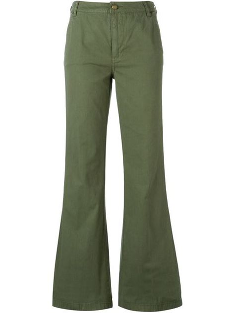 TORY BURCH Flared Trousers. #toryburch #cloth #trousers Green Flare Pants, Sage Pants, Green Dress Pants, Sage Green Dress, Flared Trousers, Trousers Pants, Flare Trousers, Green Pants, Trouser Pants