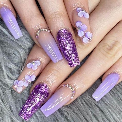 Nail Art Viola, Purple Nail Art Designs, Dark Purple Nails, Lavender Colour, Opal Nails, Nail Art Designs Images, Purple Nail Art, Purple Nail Designs, Lavender Nails