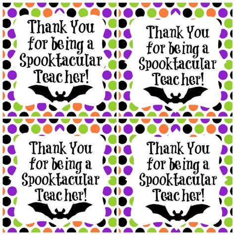 Thank a Teacher Week Spooktacular Printable Free Halloween Teacher Printables, Teacher Halloween Treat Ideas, Halloween Teacher Tags Free, Teacher Appreciation Halloween, Halloween Teacher Gift Tags Printable Free, Halloween Gift For Teachers From Kids, Teacher Halloween Treats, Teacher Gift Halloween, Halloween Teacher Gifts Free Printable