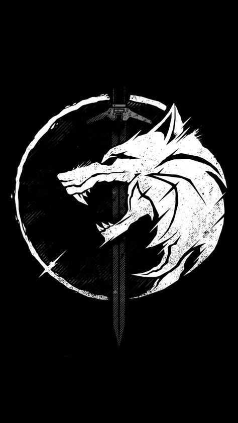 Witcher Tattoo, School Emblem, The Witcher Series, Black Skulls Wallpaper, Witcher Series, Witcher Wallpaper, Angry Wolf, Witcher Art, Wolf Wallpaper