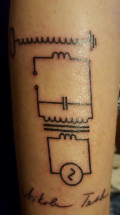 Nikola Tesla Tesla Coil Science Tattoo Tesla Coil Tattoo, Canon Event, Coil Tattoo, Science Tattoo, Tattoo Board, Tesla Coil, Nikola Tesla, Jesus Fish Tattoo, Tesla