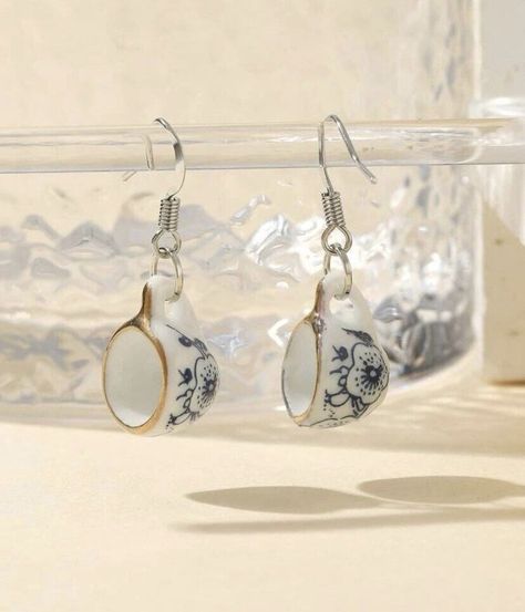 Tea cup earrings - perfect gift for tea or coffee lovers - acrylic earrings  | eBay Tea Cup Earrings, Porcelain Earrings, Hand Painted Earrings, Ceramic Earring, Yellow Earrings, Watches Women Fashion, Unisex Gifts, Wood Earrings, Acrylic Earrings