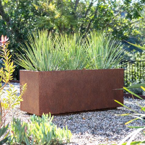 Metallic Series Corten Steel Planter Box & Reviews Extra Large Planters, Corten Steel Planters, Planter Beds, Metal Planter Boxes, Rectangular Planters, Steel Planters, Metal Planters, Decor Pillows, Corten Steel