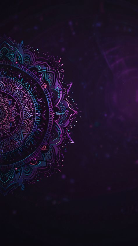 an abstract background featuring a dark, purple aesthetic with a central geometric mandala design Geometric Mandala Design, Dark Purple Aesthetic, Geometric Mandala, Waves Wallpaper, Stunning Wallpapers, Purple Aesthetic, Nature Scenes, Abstract Background, Mandala Design