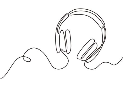 Headset one line drawing, music earphone object continuous hand drawn Earphones Drawing, Headset Drawing, How To Draw Headphones, Headphone Drawing, Drawing Headphones, Line Art Music, Hipster Doodles, How To Draw Balloons, Headphones Drawing