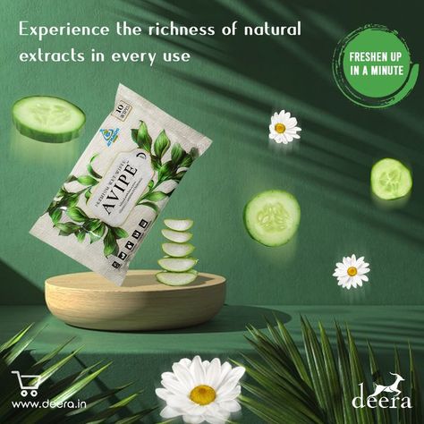 Feel the freshness of moist and fragrant wet wipes in your everyday use. Infused with the goodness of Chamomile, Cucumber and Aloe Vera extracts to give you a nourishing experience. . . . . . . . . . . #deera #avipewipes #wetwipes #bathwipes #natural #antibacterial #aloevera #chamomile #cucumber #premiumwipes #biggestwipes #qualitywipes #deeranddoe #travelpartners #skinwipes #bodywipes #adultwipes #bathwipesfortravel #bathwipesforadults #gymwipes #medicalwipes #gobeyontheorganic Body Wipes, Deer And Doe, Antibacterial Wipes, Wet Wipes, Aloe Vera Extract, Wet Wipe, Cucumber, Aloe Vera, Tableware