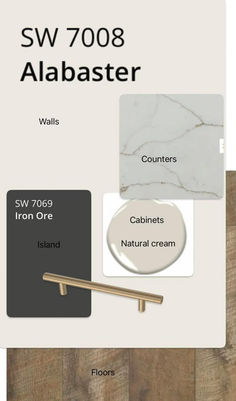 White Walled Kitchen, Neutral Island Color, Cream Cabinets Dark Island, Pale Oak Benjamin Moore Vs Accessible Beige, Best Kitchen Cabinet Colors 2024, Alabaster And Revere Pewter, Kitchen Colors Schemes 2024, Kitchen Colors For Small Kitchens, Galley Kitchen Colors Schemes