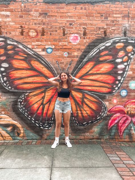 Selfie Wall, Mural Ideas, Air Bnb, Butterfly Wall Art, Butterfly Wall, Wall Mural, Wall Murals, Mural, Wall Art