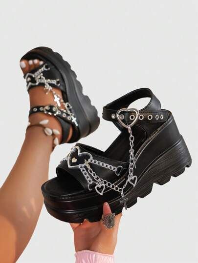 Goth Sandals, Aesthetic Sandals, Gothic Heels, Mcu Shifting, Emo Shoes, Goth Cottage, Goth Platforms, Goth Shoes, Custom Shoes Diy