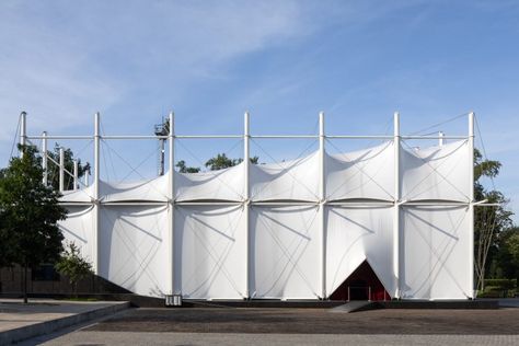 Garage Screen, Pop Up Cinema, Cinema Architecture, Bedouin Tent, Temporary Architecture, Water Harvesting, Steel Architecture, Membrane Structure, Artist Residency