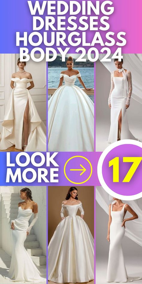 Best Wedding Dresses for Hourglass Body 2024: Discover the best wedding dresses for the hourglass body in 2024, tailored for curvy figures. This collection offers a variety of shapes and styles, from Indian types to summer gowns. Each dress is designed to enhance the shape, with options in red and black aesthetics. Hourglass Bridal Gown, Wedding Dress Hourglass Body Types, Elegant Wedding Dress For Petite Women, Hourglass Wedding Dress Body Shapes, Best Wedding Dress For Hourglass Shape, Hourglass Figure Wedding Dress, Wedding Dress Styles For Body Types, Wedding Dresses Hourglass Shape, Wedding Dress Hourglass Shape