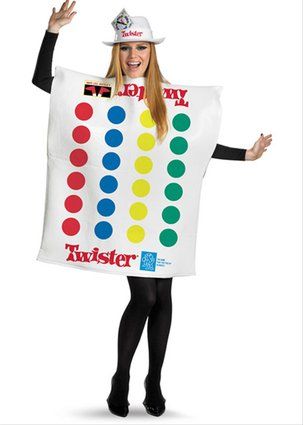 Twister Costume, Twister Halloween, Modest Costumes, Games Costumes, Fancy Dress Ideas, Halloween Crafts Preschool, Fancy Dress Halloween Costumes, Diy Bird Bath, Last Minute Halloween Costumes