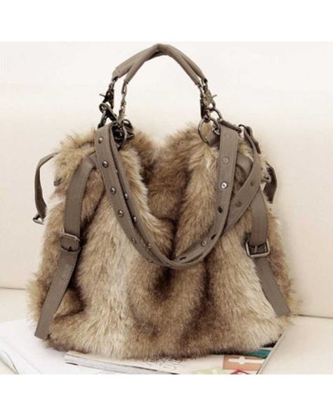 Fur Bags, Faux Fur Bag, Fur Purse, Fur Handbags, Fur Bag, Back Bag, Unique Bags, Leather Messenger Bag, Fashion Mode