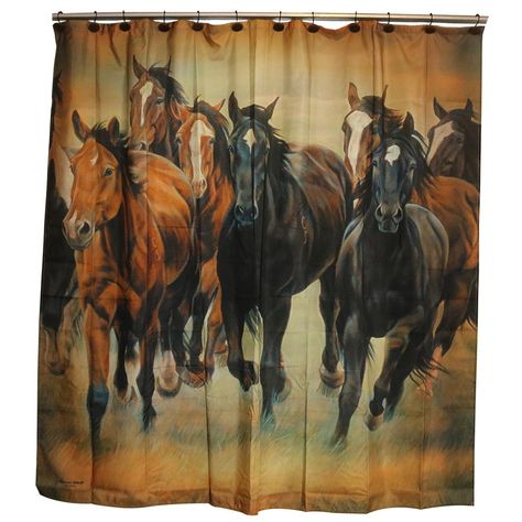 Western Shower Curtain, Western Curtains, Horse Shower Curtain, Funny Shower Curtains, Horse Fabric, Door Wraps, Wilde Westen, Running Horse, Cotton Shower Curtain