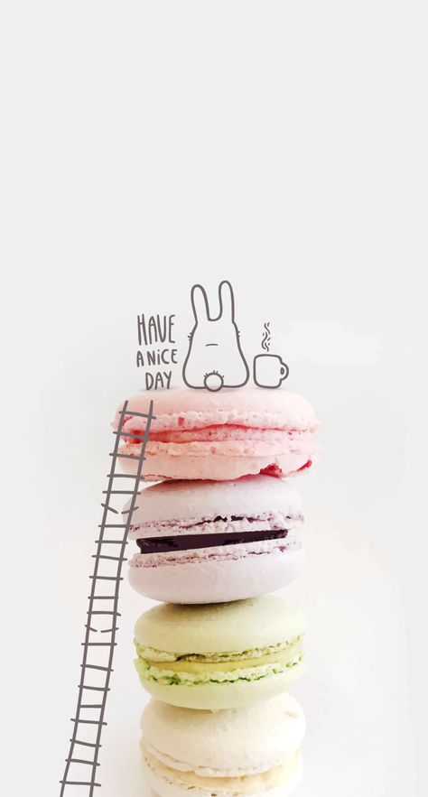 Macaron Quotes, Macaron Wallpaper, Macaroon Wallpaper, Kue Macaroon, Ipad Drawing, Have A Nice Day, Ipad Wallpaper, Macaroons, Nice Day