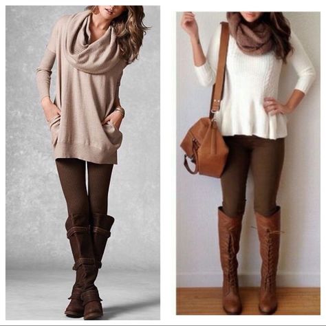 Brown Leggings Outfit, Style Staples, Walmart Fashion, Fall Leggings, The Trinity, Fleece Leggings, Thrift Fashion, Comfy Fashion, Casual Winter Outfits