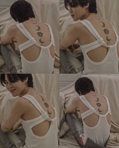 jimin Jimin Spine Tattoo, Jimin Back Tattoo, Jimin Moon Tattoo, Jimin Tattoo, Mochi Jimin, Jimin Edit, Elbow Tattoos, Kings Park, Spine Tattoo