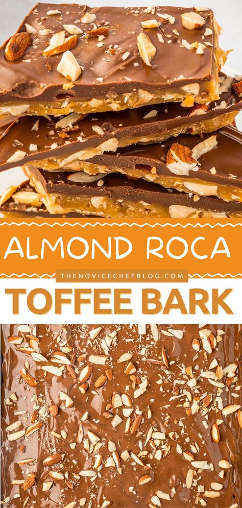 How To Make The Perfect English Toffee, Pecan Roca Toffee Recipe, Almond Toffee Brittle, Almond Crunch Candy, Chocolate Almond Brittle Recipes, Hazelnut Candy Recipes, Easy Almond Bark Recipes, Almond Roca Recipe Easy, Recipes With Slivered Almonds