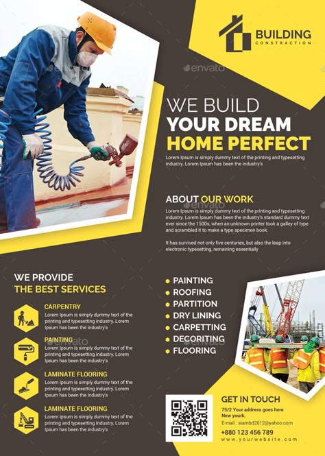 Construction Flyers Bundle #Construction, #Flyers, #Bundle Construction Services Poster, Industrial Brochure, Construction Ads, Construction Flyer, Digital Flyer, Logo Business Cards, Brochure Design Layout, Pamphlet Design, Graphic Design Brochure