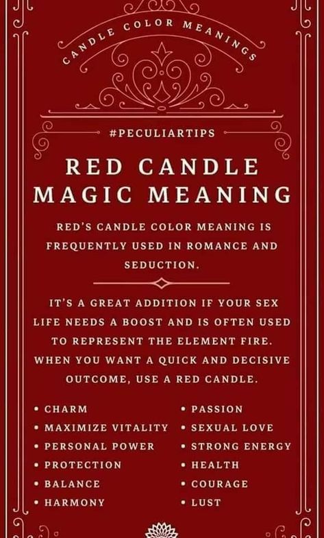 Red Candle Magic, Candle Color Meanings Magic, Candle Magic Colors, Candle Meanings, Candle Magik, Candle Color Meanings, Witchy Candles, Candle Meaning, Candle Magic Spells