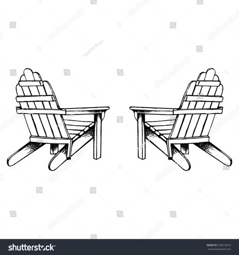 How To Draw Wood, Chair Tattoo, Muskoka Chair, Chair Drawing, Teal Accent Chair, Line Art Images, Lounge Chair Cushions, Pool Chairs, Leather Recliner Chair