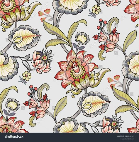 Elegant Fabric Fashion Prints Ethnic Wallpaper Stock Illustration 2463182567 | Shutterstock Watercolor Flower Allover, Kalamkari Allover, Ethnic Wallpaper, Kalamkari Pattern, Kalamkari Design, Kalamkari Prints, Shutter Design, Iphone Background Art, Flower Allover