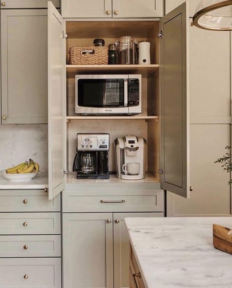 Breakfast Cabinet, Styled Shelf, Open Shelving In The Kitchen, Coffee Garage, Extension Kitchen, Reno Kitchen, Cabin Remodel, Kitchen 2024, Appliance Cabinet