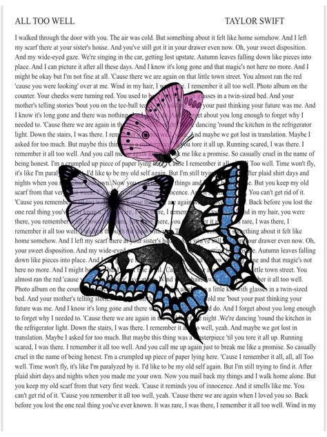 All Too Well Poster, All Too Well Lyrics, All Too Well, Butterflies