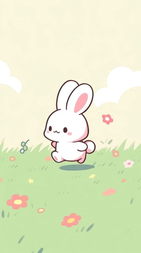 Bunny Running, Rabbit Background, Rabbits Cute, Rabbit Wallpaper, Chibi Wallpaper, Artwork Wallpaper, Bunny Bunny, Bunny Wallpaper, Cute Animal Illustration