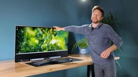 DIY YouTuber builds the ENDGAME invisible PC: a desk with a hidden hatch that reveals 45-inch OLED monitor, with a liquid-cooled RTX 4090 gaming PC. Diy Gaming Desk, Hidden Games, Rtx 4090, V Card, Memory Chip, Sound Speaker, Oled Tv, Gaming Desk, Tp Link