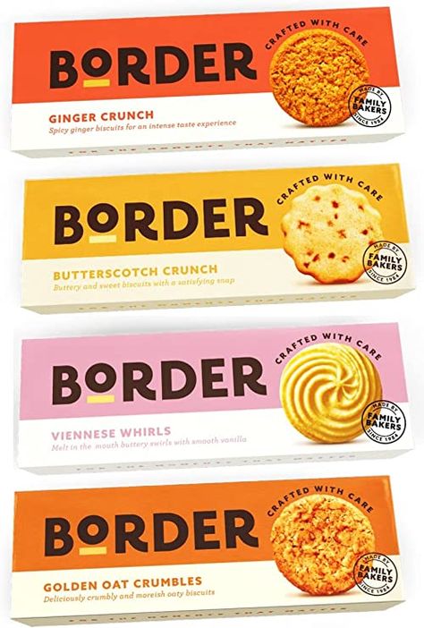 Biscuit Packaging Design, Oaty Biscuits, Ginger Crunch, Viennese Whirls, Border Biscuits, Biscuit Packaging, Biscuits Packaging, Ginger Biscuits, Oat Crumble