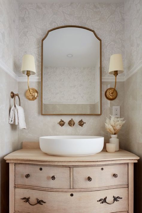 15 Breathtaking Mediterranean Powder Room Ideas: From Classic to Modern Mediterranean Powder Room Ideas, Mediterranean Powder Room, Mediterranean Bathroom Design, Mediterranean Bathroom Design Ideas, Dark Powder Room, Bathroom Mediterranean, Powder Bathrooms, Mediterranean Style Bathroom, Beautiful Powder Rooms