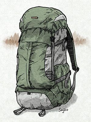 Camping Backpack Drawing, Hiking Backpack Drawing, Backpacking Drawing, Trekking Drawing, Backpacking Illustration, Trekking Illustration, Hiking Drawing, Backpack Illustration, Festival Camping Hacks