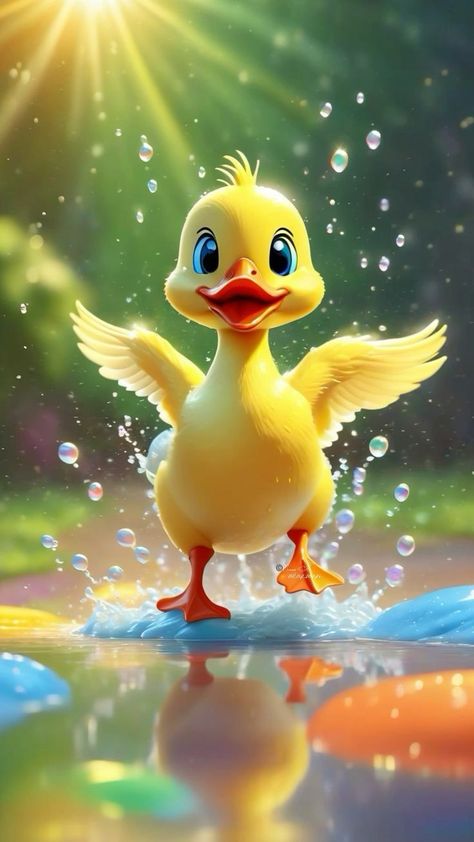 Ducks Animated, Forever Wallpaper, Duck Pictures, Duck Wallpaper, Bee Pictures, Cute Ducklings, Funny Duck, Cute Funny Cartoons, Cute Animal Clipart