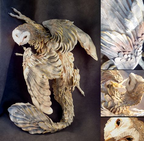 Owl Dragon by creaturesfromel Owl Dragon, Ellen Jewett, White Tattoos, Artist Work, Taxidermy Art, Carving Art, Bird Artwork, Creature Concept Art, Art Sculptures