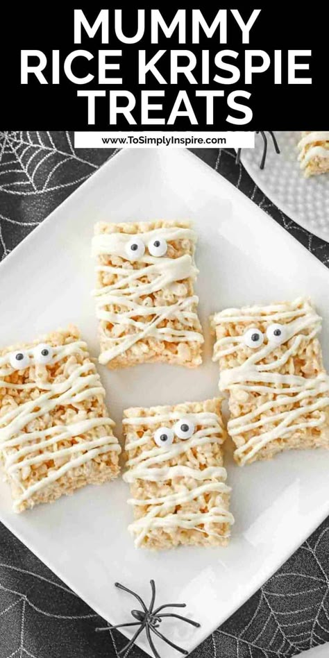 Easy Puppy Chow, Halloween Rice Krispies, Mummy Treats, Pumpkin Rice Krispie Treats, Krispy Treats Recipe, Halloween Rice Krispie Treats, Homemade Rice Krispies Treats, Delicious Halloween Treats, Pumpkin Rice