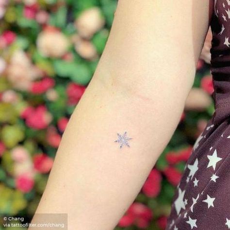 Small Snowflake Tattoo, Sis Tattoo, Snowflake Tattoo, Winter Tattoo, Underarm Tattoo, 12 Tattoos, Snow Flake Tattoo, Inner Forearm Tattoo, Script Tattoo