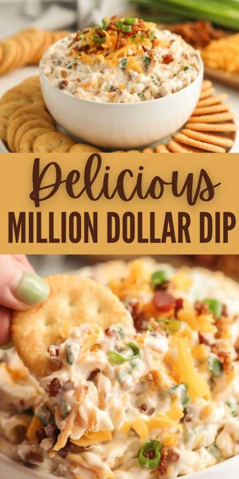 Easy Dips To Make, Million Dollar Dip, Cheap Appetizers, Chip Dip Recipes, Cold Dip Recipes, Best Dip Recipes, Delicious Dips Recipes, Eating On A Dime, Crowd Pleasing Appetizers