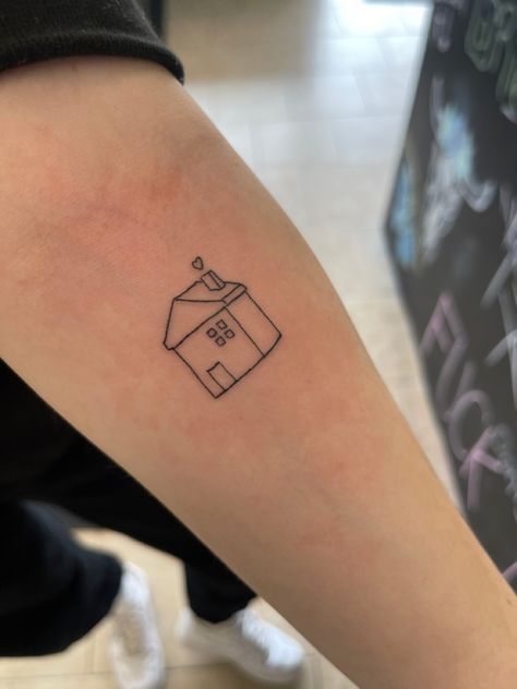 Harry Styles House Tattoo, Harrys House Tattoo, Harry’s House Tattoo, Harry Styles House, House Outline, House Tattoo, Harry Styles Tattoos, Home Tattoo, Dainty Tattoos