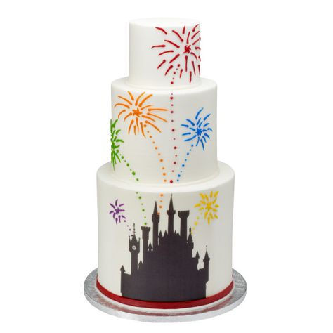 Disney Castle Silhouette PhotoCake® Image Disney Castle Cake, Disney Castle Silhouette, Cookies And Ice Cream, Fireworks Cake, Disney World Birthday, Cake Paris, Disney Themed Cakes, Disney Princess Castle, Castle Silhouette