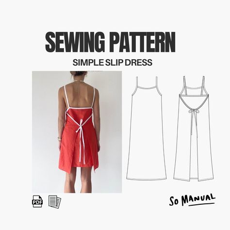 Diy Slip Dress, Linen Slip Dress Pattern, Bias Cut Slip Dress Pattern, Free Slip Dress Pattern Pdf, Silk Slip Dress Sewing Pattern, Solid V-neck Slip Dress With Adjustable Straps, Fashion Sewing Pattern, Letter Patterns, Dress Sewing Pattern