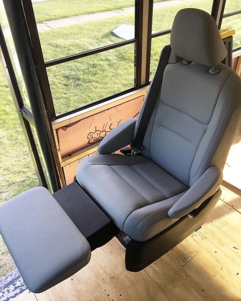 Skoolie Build| Fish Family on Instagram: “Jump seat that reclines what? how? no way! Well this a mash up of a vision 😱 when Toyota pairs up with Chevy and lands itself in a #ford 🚌…” Overland Van, Campervan Design, Seat Bus, Skoolie Life, Bus Build, Toyota Coaster, School Bus Tiny House, School Bus Camper, Bus Ideas