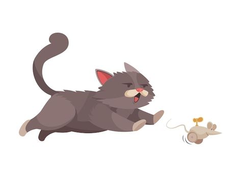 Playful kitten running after toy mouse c... | Premium Vector #Freepik #vector #cat-character #cute-cat #cat-tail #cat-cartoon Running Drawing, Running Illustration, Running Cartoon, Running Art, Mouse Illustration, Cat Run, Mouse Drawing, Illustration Art Kids, Mouse Cartoon