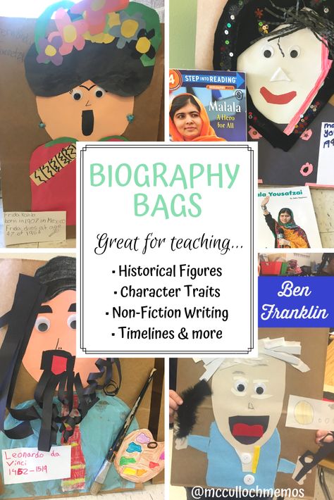 Biography bags are a great interdisciplinary project based learning artifact! Check out this post about how to get started! Project Based Learning Elementary, Biography Projects, Biography Project, Pbl Projects, 4th Grade Social Studies, Book Reports, 5th Grade Social Studies, Social Studies Elementary, 4th Grade Reading